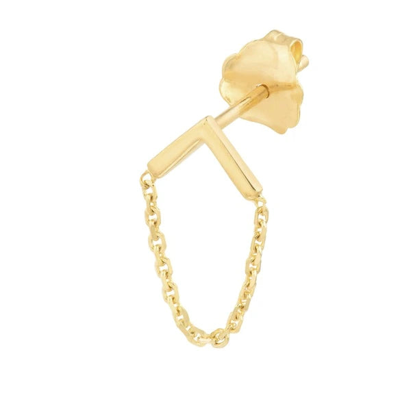 Chevron Bar Earrings with Chain Drape
