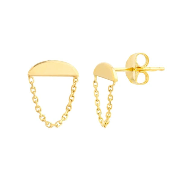 Sunrise Stud Earrings with Chain Drape