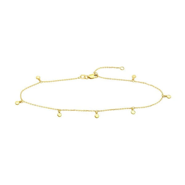 Mini Disc Cable 030 Dangle Adj Anklet Lobster Lock