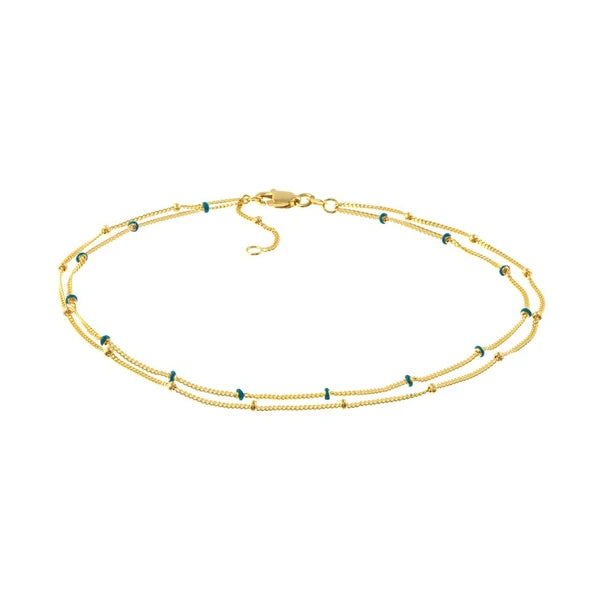 Blue EN/Amel and Saturn Adjustable Anklet