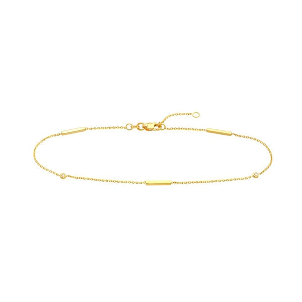 3pt Diamond Bezels and Bars Anklet