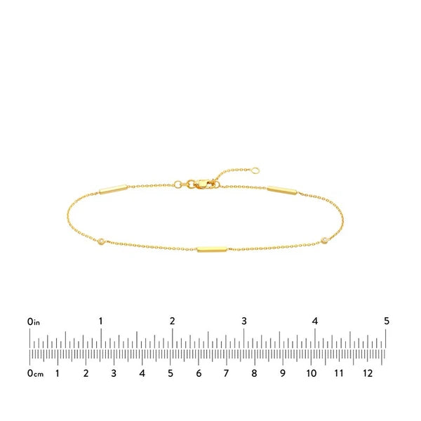 3pt Diamond Bezels and Bars Anklet