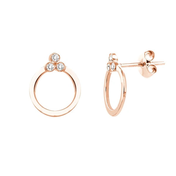 Diamond Trinity Door Knocker Stud Earrings