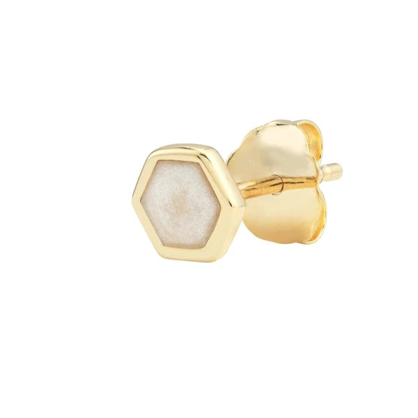 Mother of Pearl EN/Amel Hexagon Stud Earrings