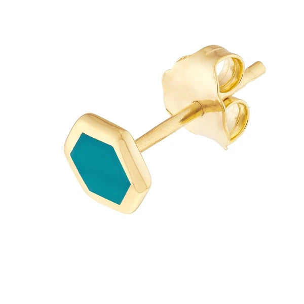 Turquoise EN/Amel Hexagon Stud Earrings