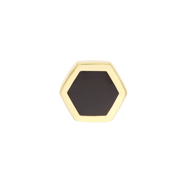 Onyx EN/Amel Hexagon Stud Earrings