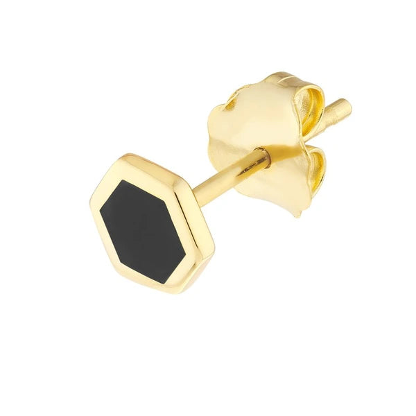 Onyx EN/Amel Hexagon Stud Earrings