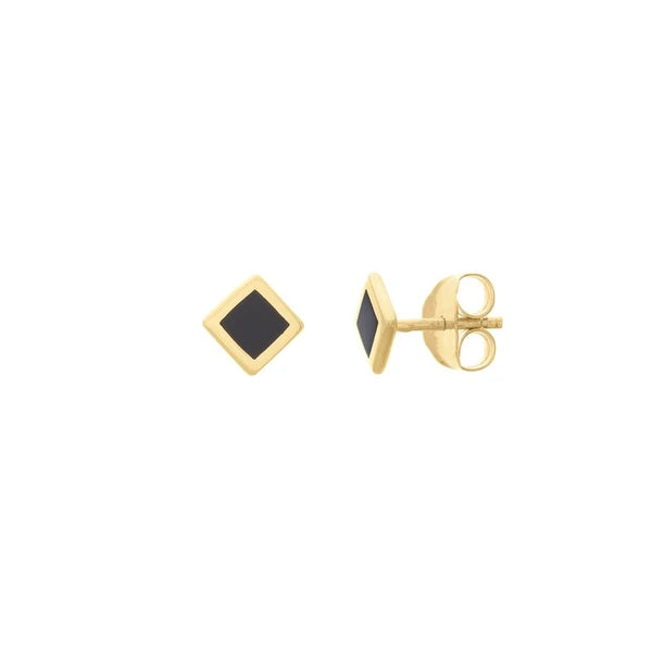 Onyx EN/Amel Rhombus Stud Earrings