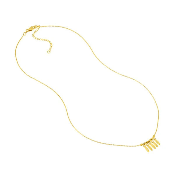 Mini Bezel Leaf Drop and Bead Necklace