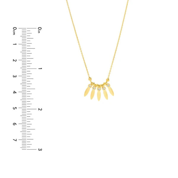 Mini Bezel Leaf Drop and Bead Necklace