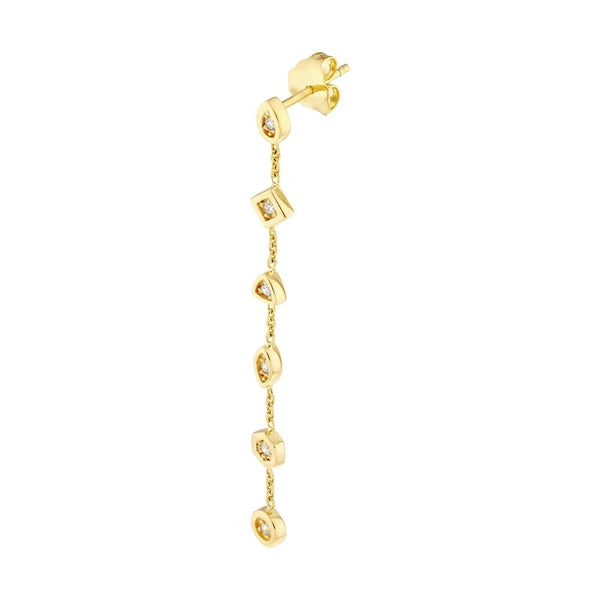 Mixed Diamond Bezel Dangle Earrings