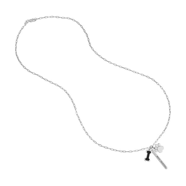 Sterling Silver Dog BFF Paper Clip Chain Charm Necklace