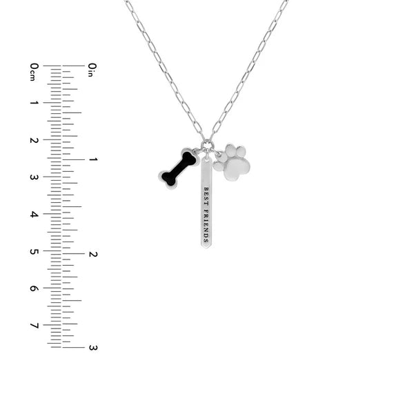 Sterling Silver Dog BFF Paper Clip Chain Charm Necklace