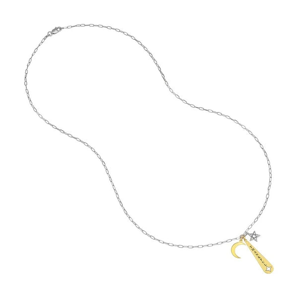 Sterling Silver Thankful Paper Clip Chain Charm Necklace