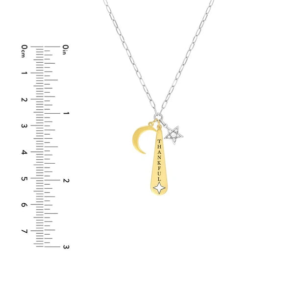 Sterling Silver Thankful Paper Clip Chain Charm Necklace
