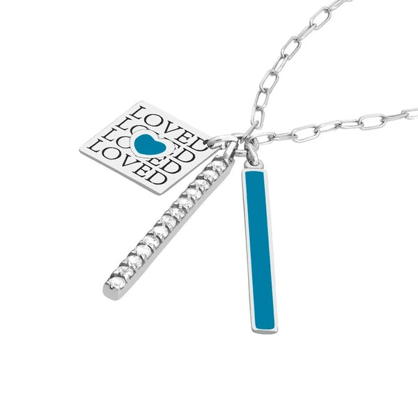 Sterling Silver Loved EN/Amel Paper Clip Chain Charm Necklace