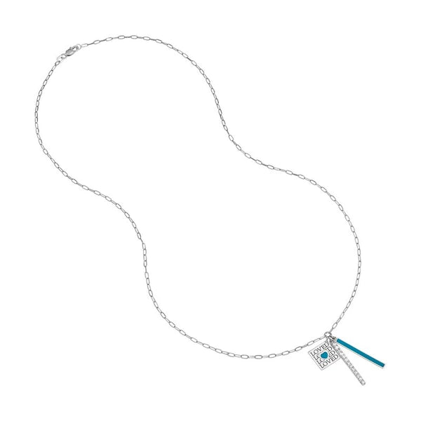 Sterling Silver Loved EN/Amel Paper Clip Chain Charm Necklace