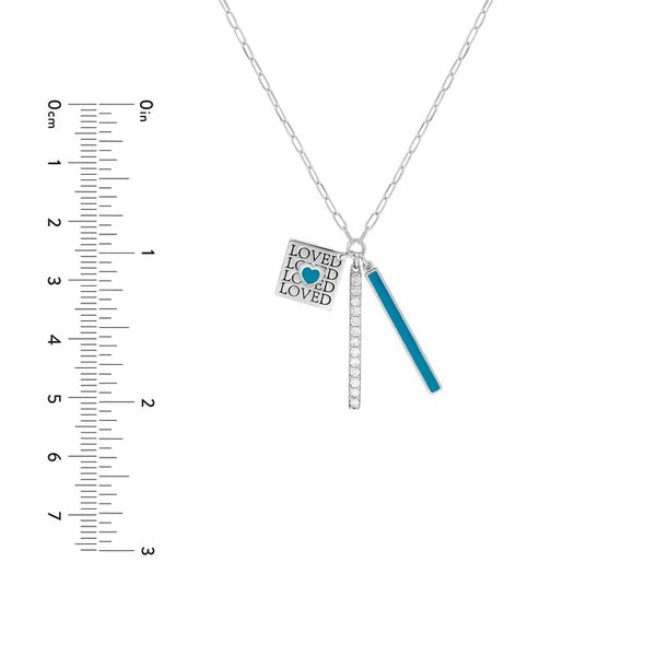 Sterling Silver Loved EN/Amel Paper Clip Chain Charm Necklace