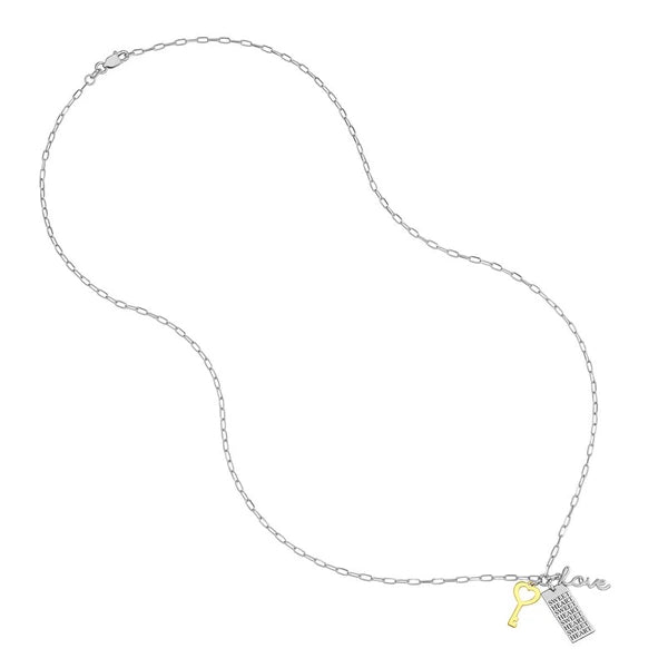 Sterling Silver Sweetheart Paper Clip Chain Charm Necklace