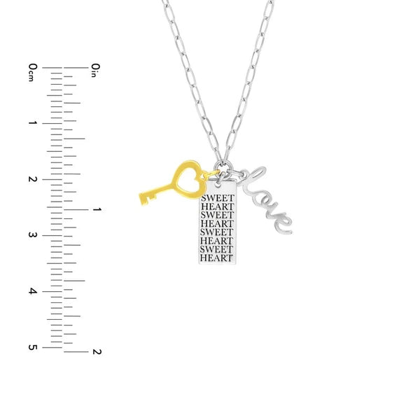 Sterling Silver Sweetheart Paper Clip Chain Charm Necklace