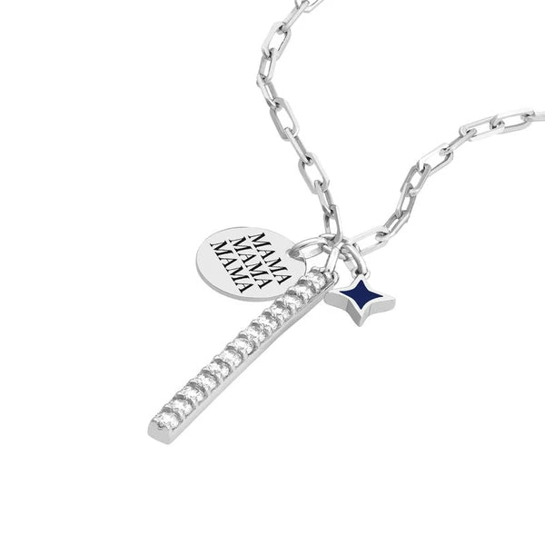 Sterling Silver Boy Mama Paper Clip Chain Charm Necklace