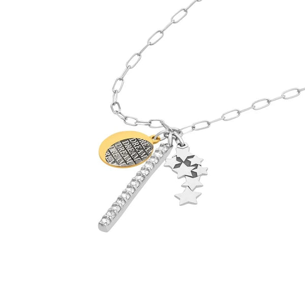 Sterling Silver Dream Paper Clip Chain Charm Necklace