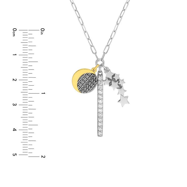 Sterling Silver Dream Paper Clip Chain Charm Necklace