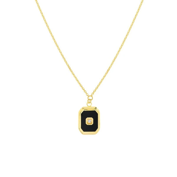 Black EN/Amel Octagon Medallion Necklace