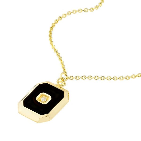 Black EN/Amel Octagon Medallion Necklace