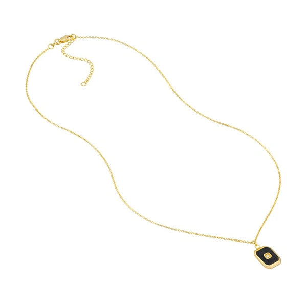 Black EN/Amel Octagon Medallion Necklace