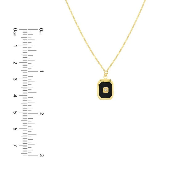 Black EN/Amel Octagon Medallion Necklace