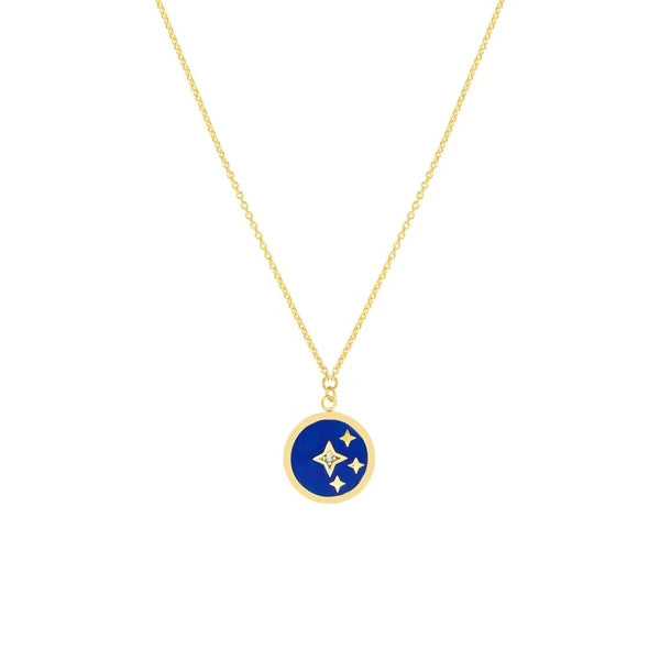 N/Avy Blue EN/Amel Stars Medallion Necklace