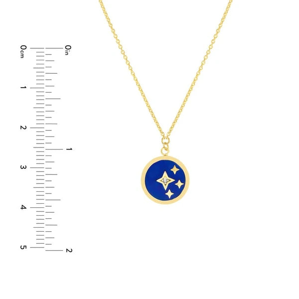 N/Avy Blue EN/Amel Stars Medallion Necklace