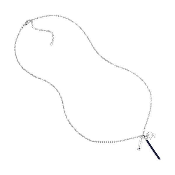 Sterling Silver EN/Amel Bar with Peace Mixed Charm Necklace