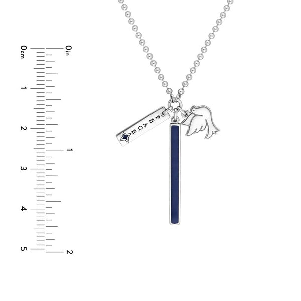 Sterling Silver EN/Amel Bar with Peace Mixed Charm Necklace