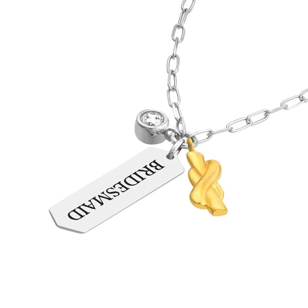 Sterling Silver Bridesmaid Paper Clip Chain Charm Necklace