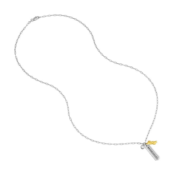 Sterling Silver Bridesmaid Paper Clip Chain Charm Necklace