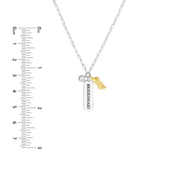 Sterling Silver Bridesmaid Paper Clip Chain Charm Necklace