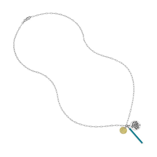 Sterling Silver Tree of Life Paper Clip Chain Charm Necklace
