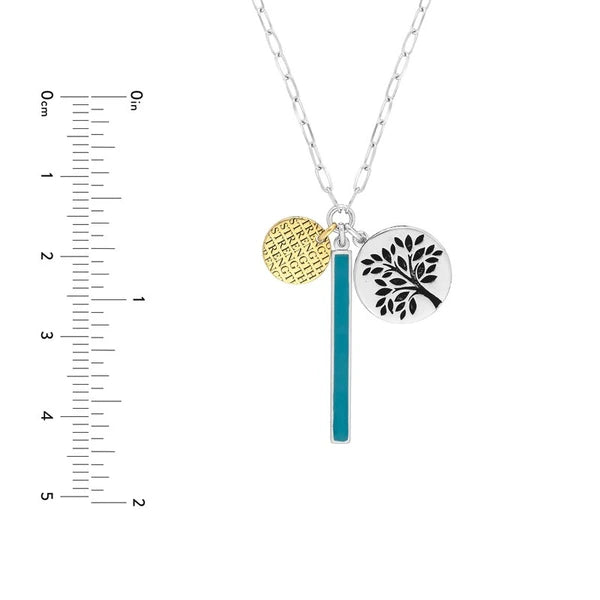 Sterling Silver Tree of Life Paper Clip Chain Charm Necklace