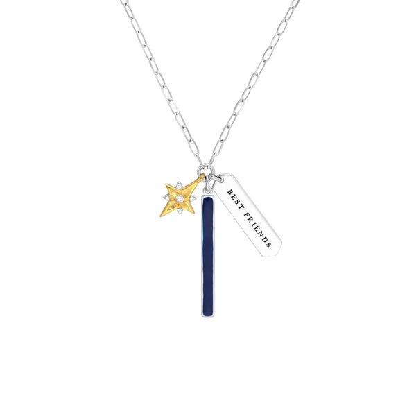 Sterling Silver Best Friends Paper Clip Chain Charm Necklace