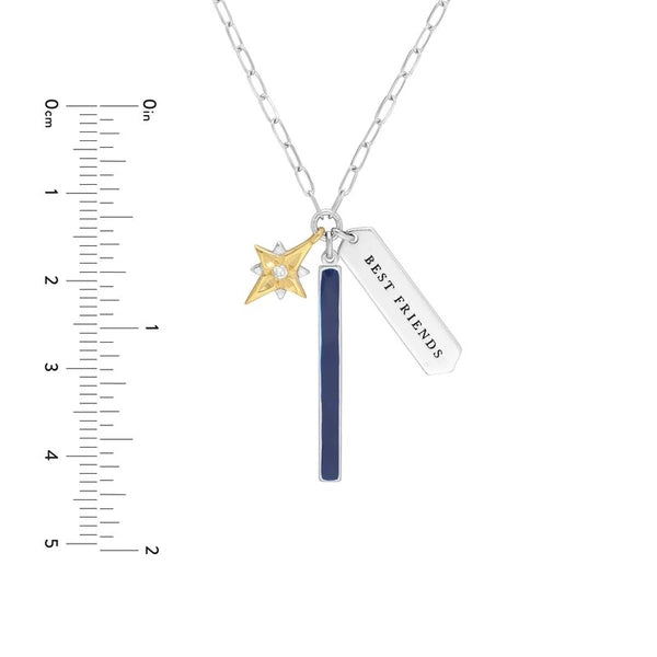Sterling Silver Best Friends Paper Clip Chain Charm Necklace