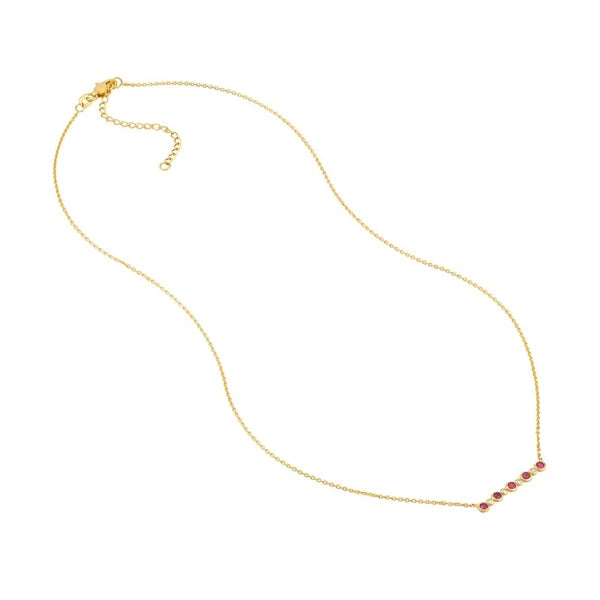 Diamond and Ruby Bezel Bar Necklace