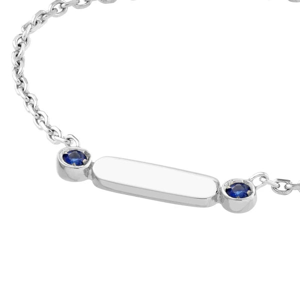 Mini Hexagon Bar with Sapphire Points Necklace
