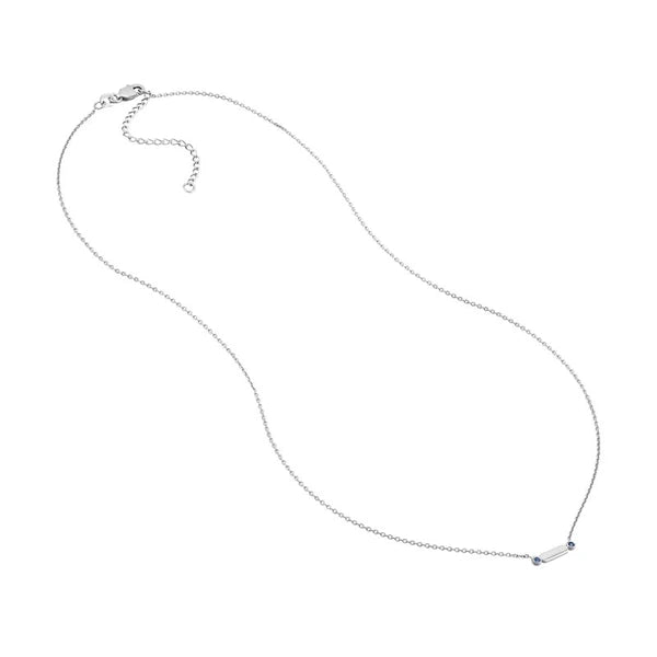 Mini Hexagon Bar with Sapphire Points Necklace