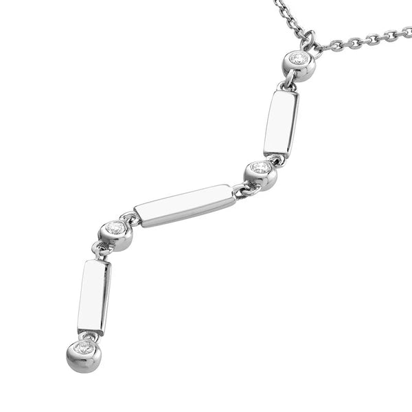 Mini Bars and Diamond Bezels Lariat Necklace