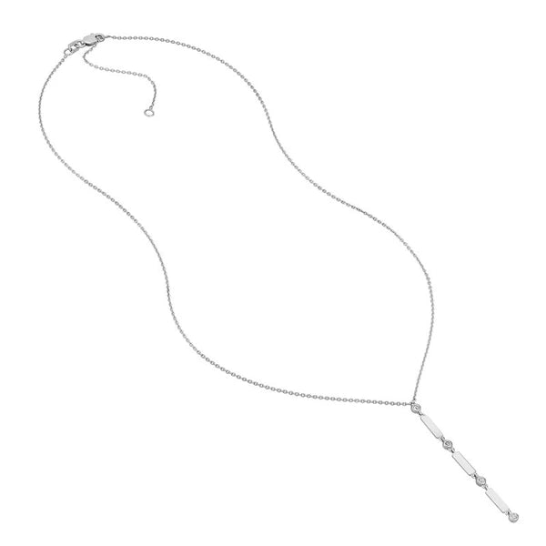 Mini Bars and Diamond Bezels Lariat Necklace
