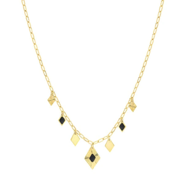 Black EN/Amel Diamond-Shaped Drops Necklace