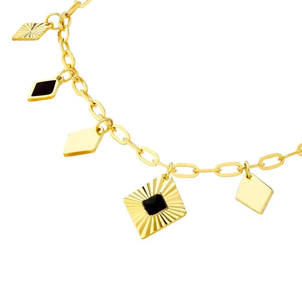 Black EN/Amel Diamond-Shaped Drops Necklace