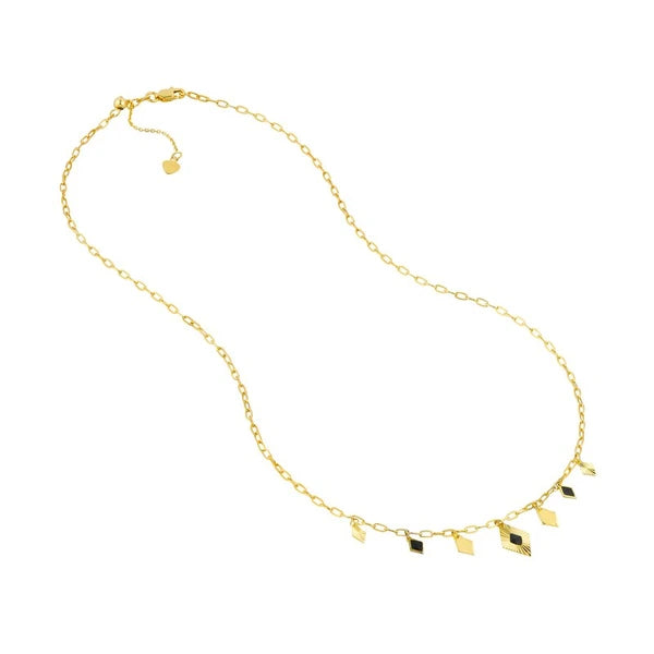 Black EN/Amel Diamond-Shaped Drops Necklace